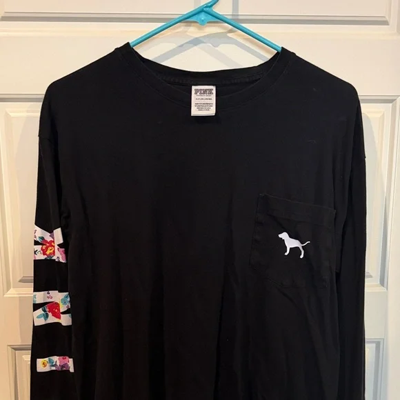 PINK Victoria's Secret Black Long Sleeve Shirt with Logo - Picture 6 of 7